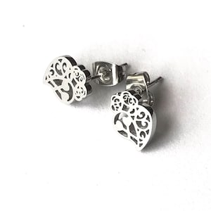 Pendientes de plata corazones de Viana, pendientes de filigrana portuguesa, filigrana tradicional Portugal corazón de Viana, pendientes Love acero inoxidable