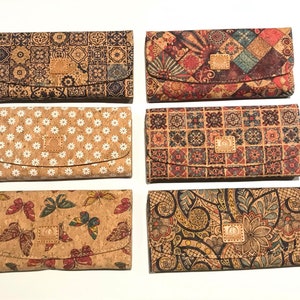 Portefeuille en liège, sac en liège portefeuille végétalien, portefeuille écologique pour femmes avec place pour cartes et pièces de monnaie, motif talavera, portefeuille en liège à carreaux portugais
