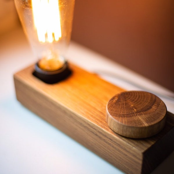 wood lamp BLOCK#342 nightlight. Edison lamp with dimmer. wooden handmade lamp