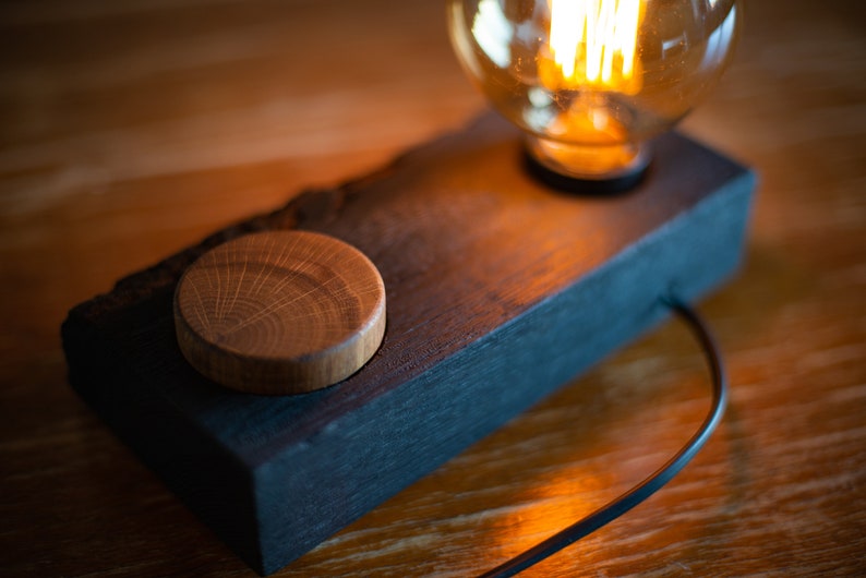 wooden desk lamp BLOCK345 burned oak. bedside lamp nightlight image 6