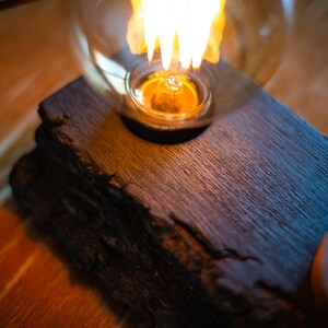 wooden desk lamp BLOCK345 burned oak. bedside lamp nightlight image 8