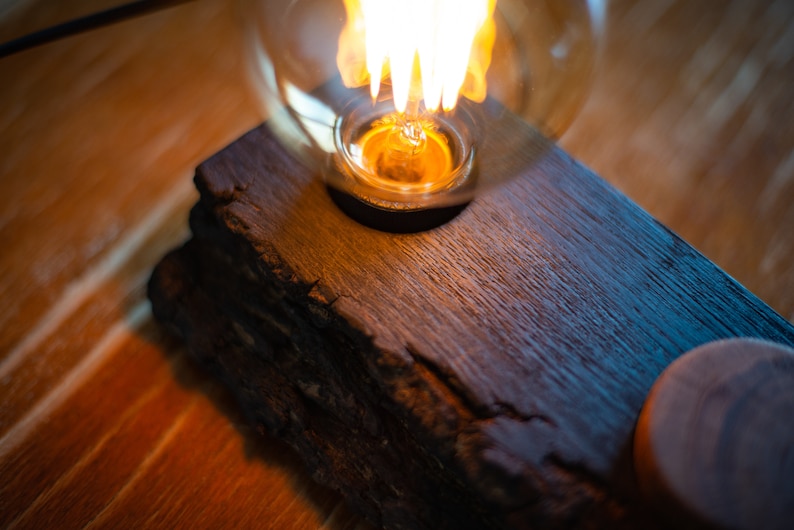 wooden desk lamp BLOCK345 burned oak. bedside lamp nightlight image 8