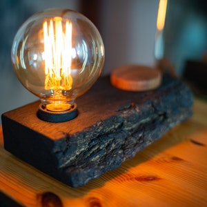 wooden desk lamp BLOCK345 burned oak. bedside lamp nightlight image 2