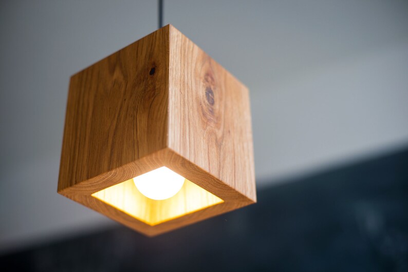 Pendant Light Q 342 Handmade Natural Oak Wooden Ceiling Lamp Wood Point