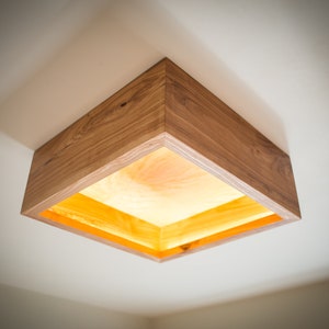 wooden pendant light BOX71 flush mount light. wood box chandelier image 5