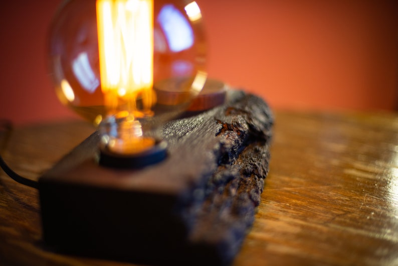 wooden desk lamp BLOCK345 burned oak. bedside lamp nightlight image 3