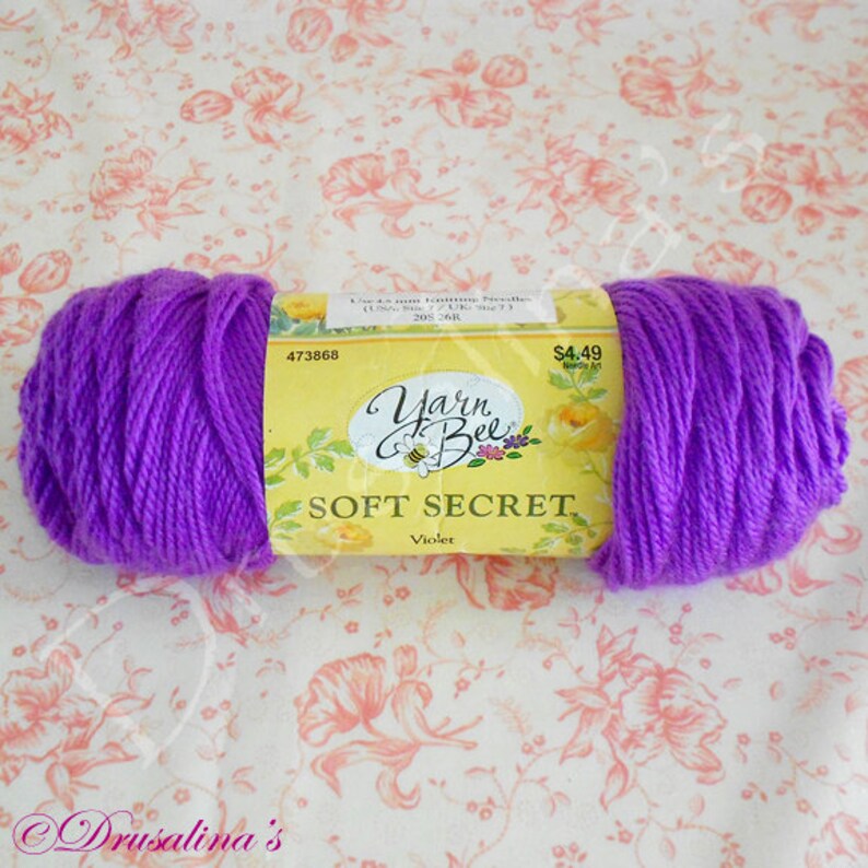 Yarn Bee Soft Secret Violet 6 oz Dye Lot # 1046 Purple 100/% Acrylic Crochet Knit Yarn