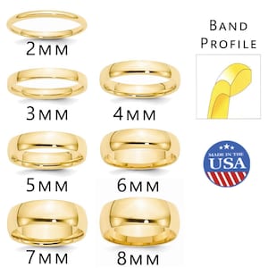 10K Yellow Gold Wedding Band Ring | Comfort Fit Classic Domed | 1mm to 10mm Sizes | Unisex Men’s Women’s | Made in USA