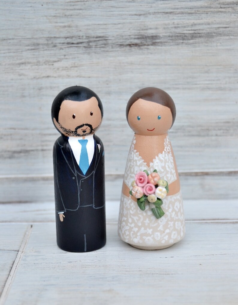 bride and groom peg dolls
