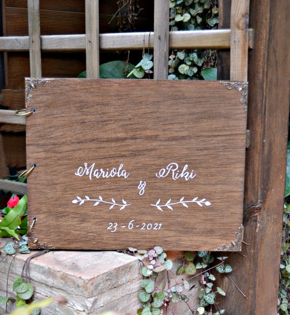 Libro De Firmas Boda Personalizado Album Firmas Madera Etsy