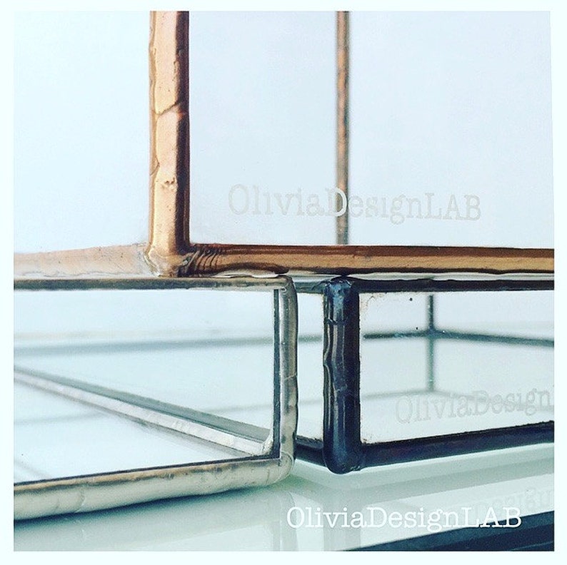 customizable measures handmade glass display stained glass geometric box one shelf Pyramid Jewelry glass display jewelry box
