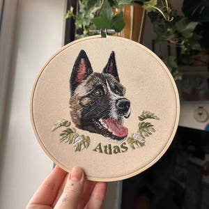 Custom Hand Embroidered Pet Portrait 7 inch  |Personalized Pet Embroidery Hoop|Memorial Gift | Handmade Animal Keepsake