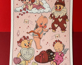 Kewpie valentines flash sheet A4