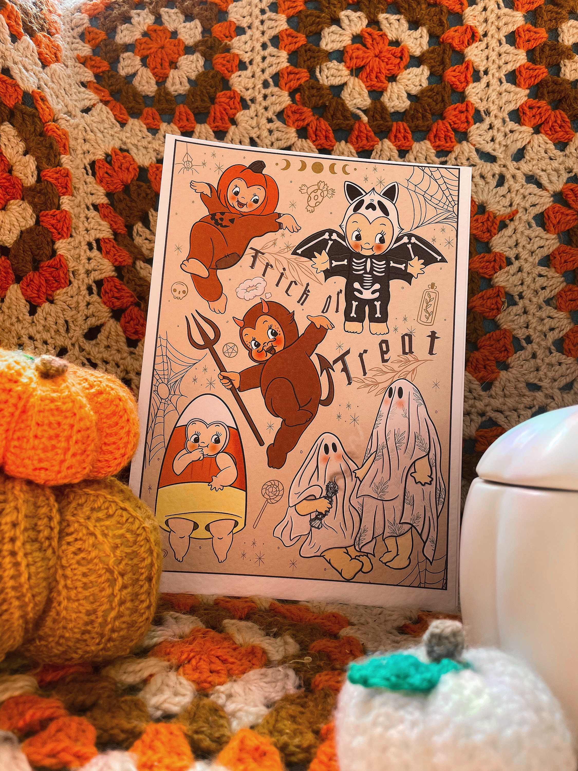 Trick or Treat Halloween Kewpie A4 Flash Sheet