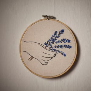 Lavender hand embroidery