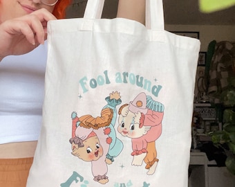 Kewpie clown , fool around and find out pastel pink tote bag
