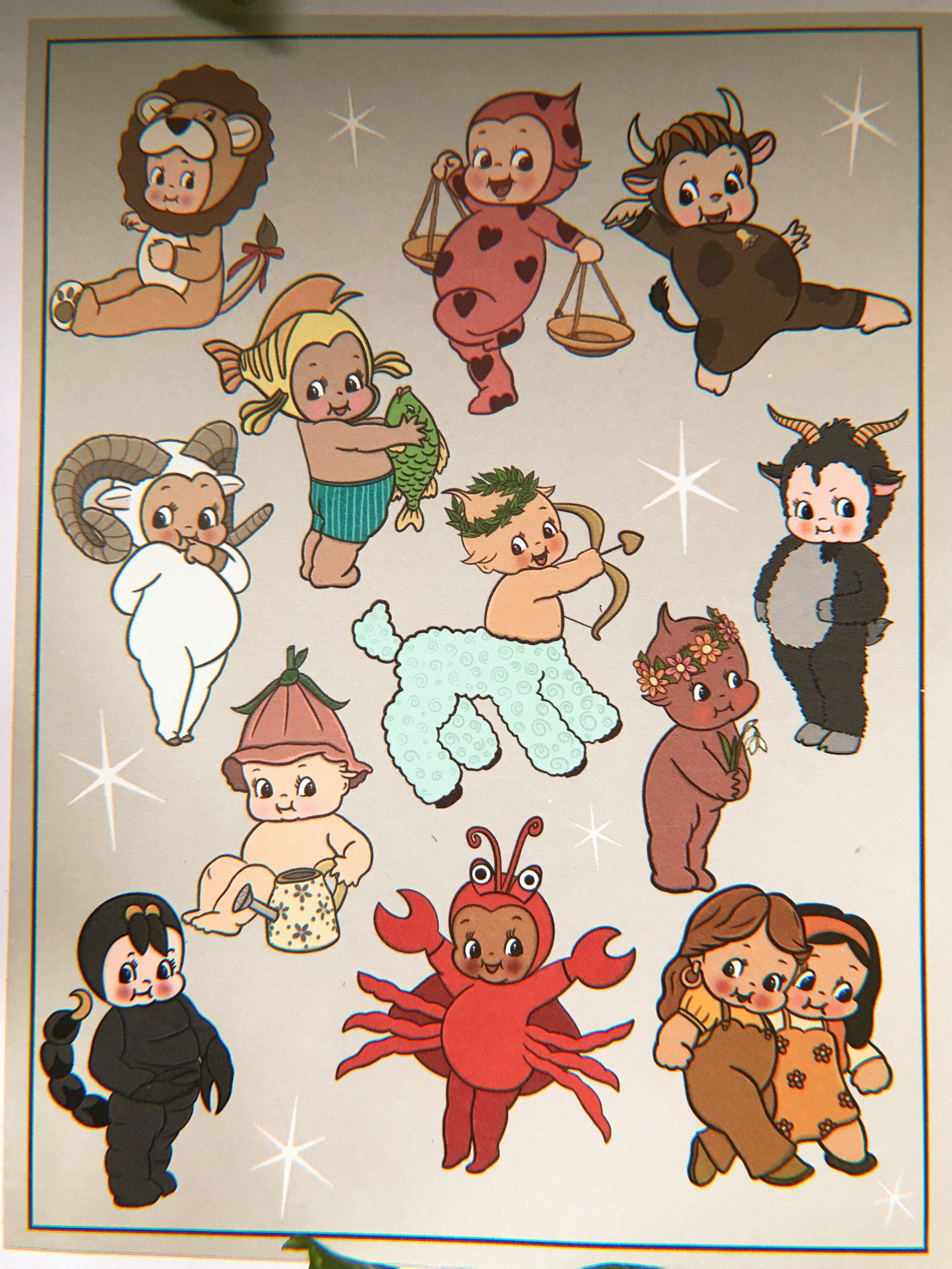 Zodiac Kewpie Flash Style A4 Print - Etsy