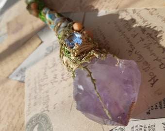 Crystal Wand Amethyst Quartz Protective Stones Raw Quartz Crystals  Cleansing Raw Crystals Meditation Wands Healing Tools