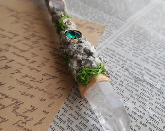 Handcrafted Clear Quartz Crystal Wand: Healing Energy Talisman