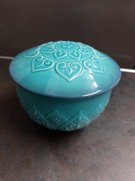 Rare Beswick Turquoise Cathay Porcelain Vanity Ja… - image 1