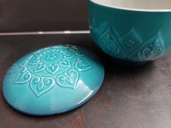 Rare Beswick Turquoise Cathay Porcelain Vanity Ja… - image 8