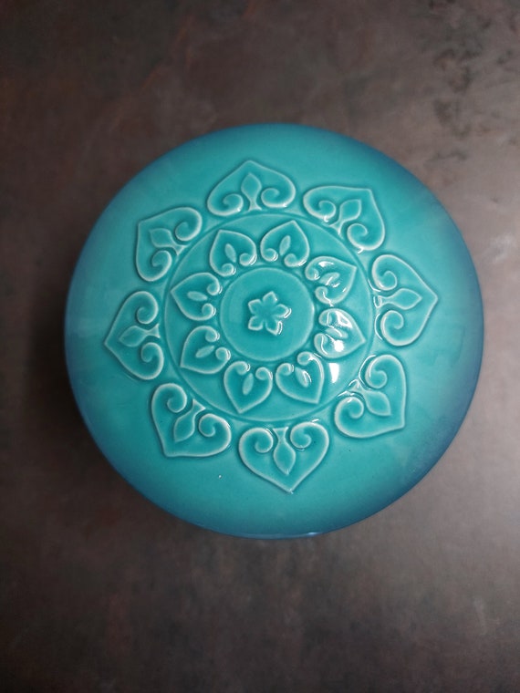 Rare Beswick Turquoise Cathay Porcelain Vanity Ja… - image 5