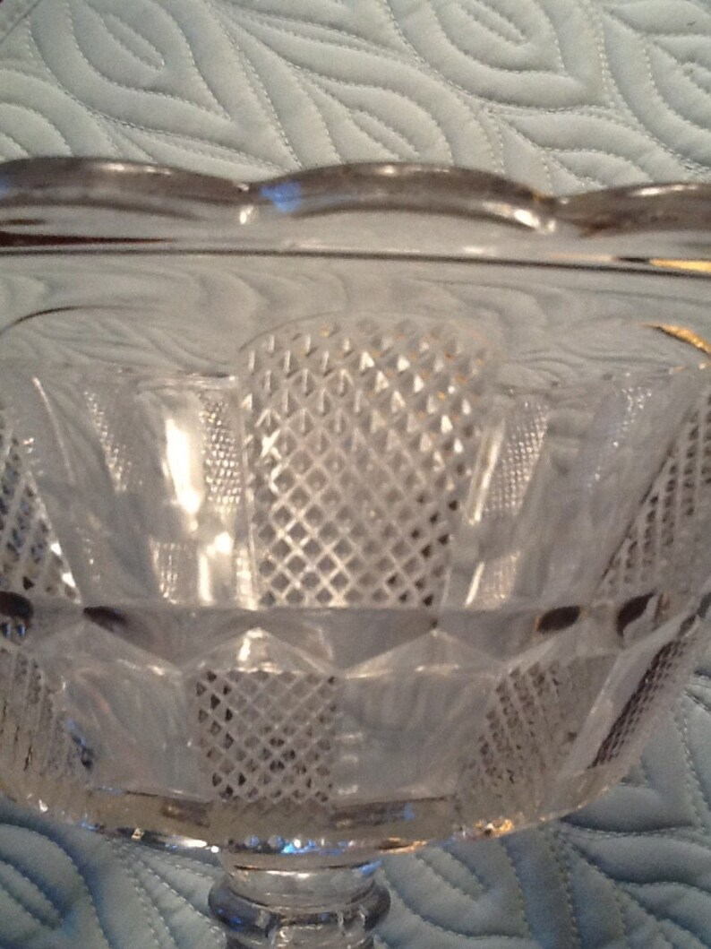 Clear glass compote with nice design image 3