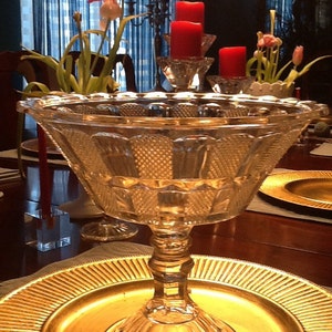 Clear glass compote with nice design image 1