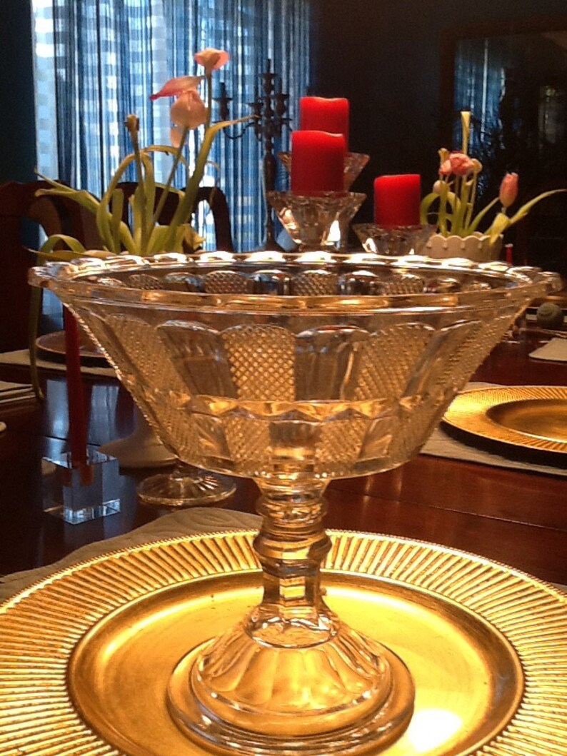 Clear glass compote with nice design image 1