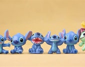 SET of 6 PVC Adorable Stitch and Scrump Cartoon Figurines Dollhouse Keychain Jewelry Cake Topper Party Decoration Stitch and Lilo Party