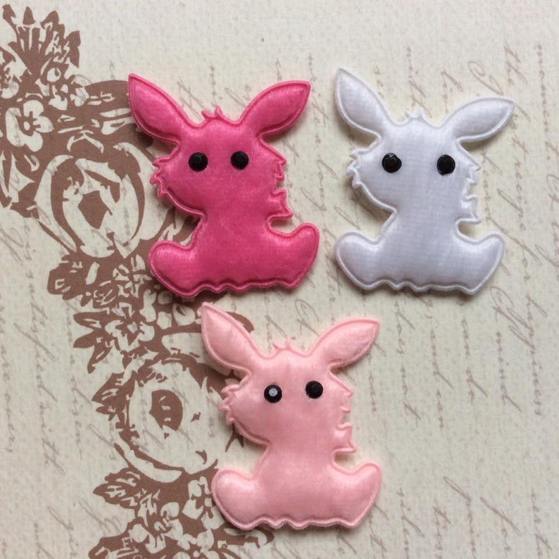 SET of 15 Padded Furry Felt Easter Bunny Appliques w/Bead Eyes Etsy