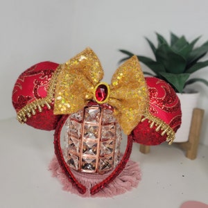 Jasmine in red, mouse eara, disney ears, Aladdin, Jasmine inspired