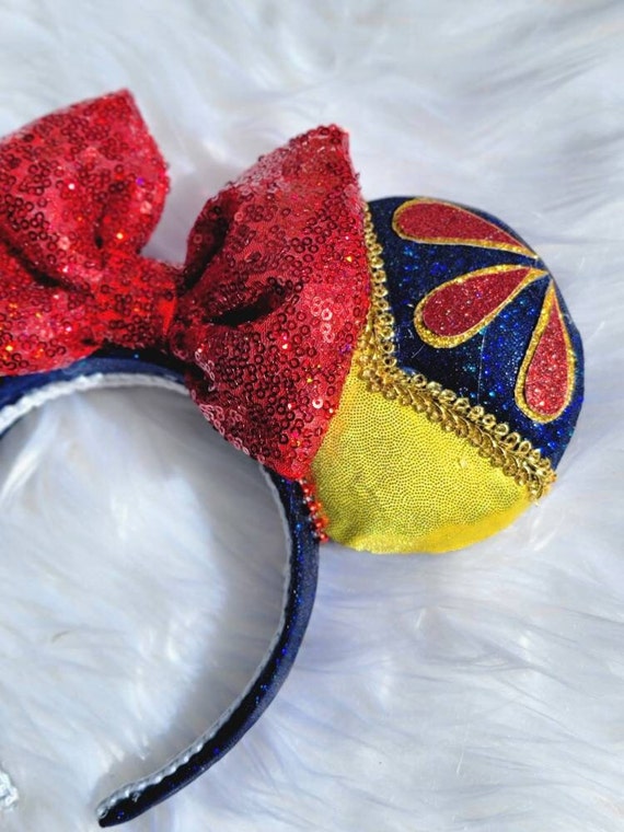 Disney Snow White Headband with Blue and Red Accents Disney Princess Snow White Headband Big Red Sequin Bow  main image 2