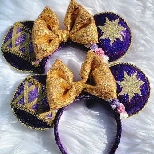 Rapunzel inspired ears, tangled ears, mouse ears, purple ears, rapunzel headband, headbands