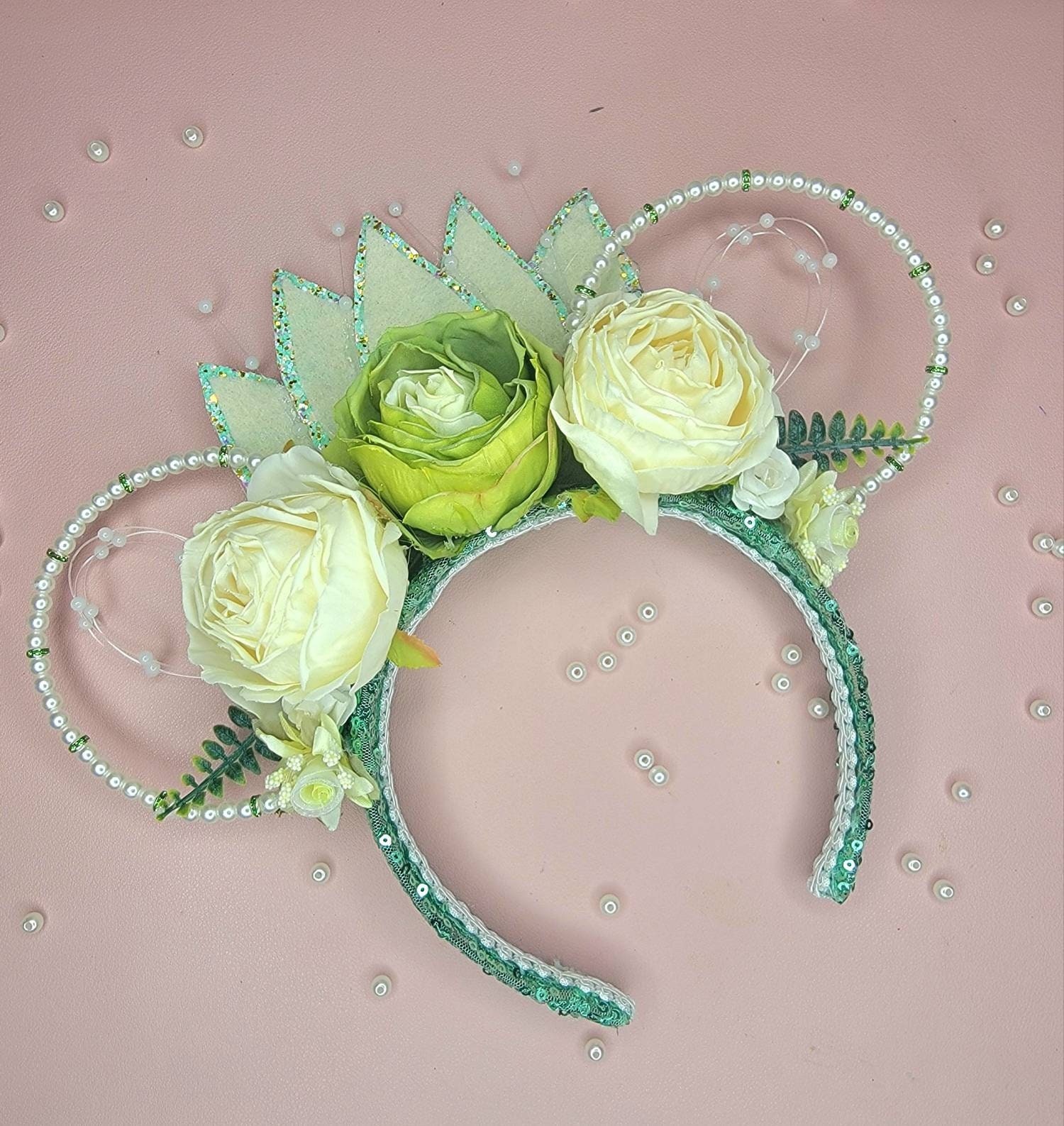 Floral Tiana Inspired Wire Ears, Tiana Ears, Wire Ears  display picture 3