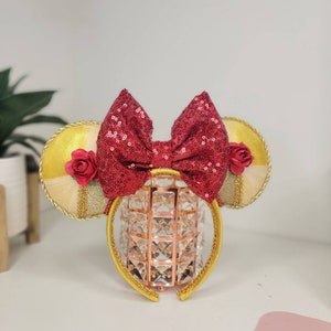 Belle inspired mouse ears, beauth and the beast ears, belle ears, disney inspired, princess ears, yellow ears, belle