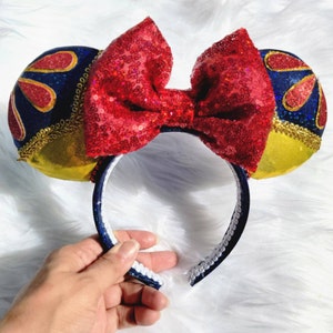 Snow white mouse ears, snow white inspired, snow white headband, disney inspired ears, mouse ears, snow white, princess mouse ears,hair bows