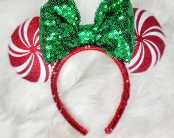 RTS Peppermint Holiday ears, christmas ears, peppermint candy ears, peppermint ears, minnie ears, mouse ears, holiday ears