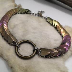 Titanium Scalemail Necklace - Small Scale Necklace - Dragonscale Choker - Multicolored Steampunk Fantasy Scalemaille Costume Collar