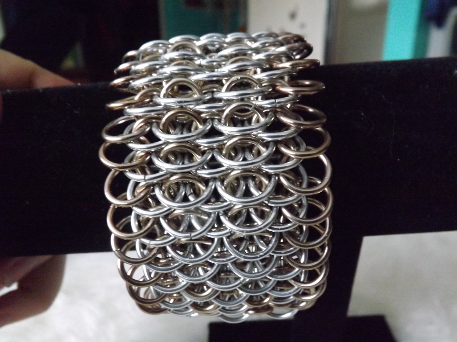 Dragonscale Weave Chainmail Cuff Made to Order Silver and Etsy