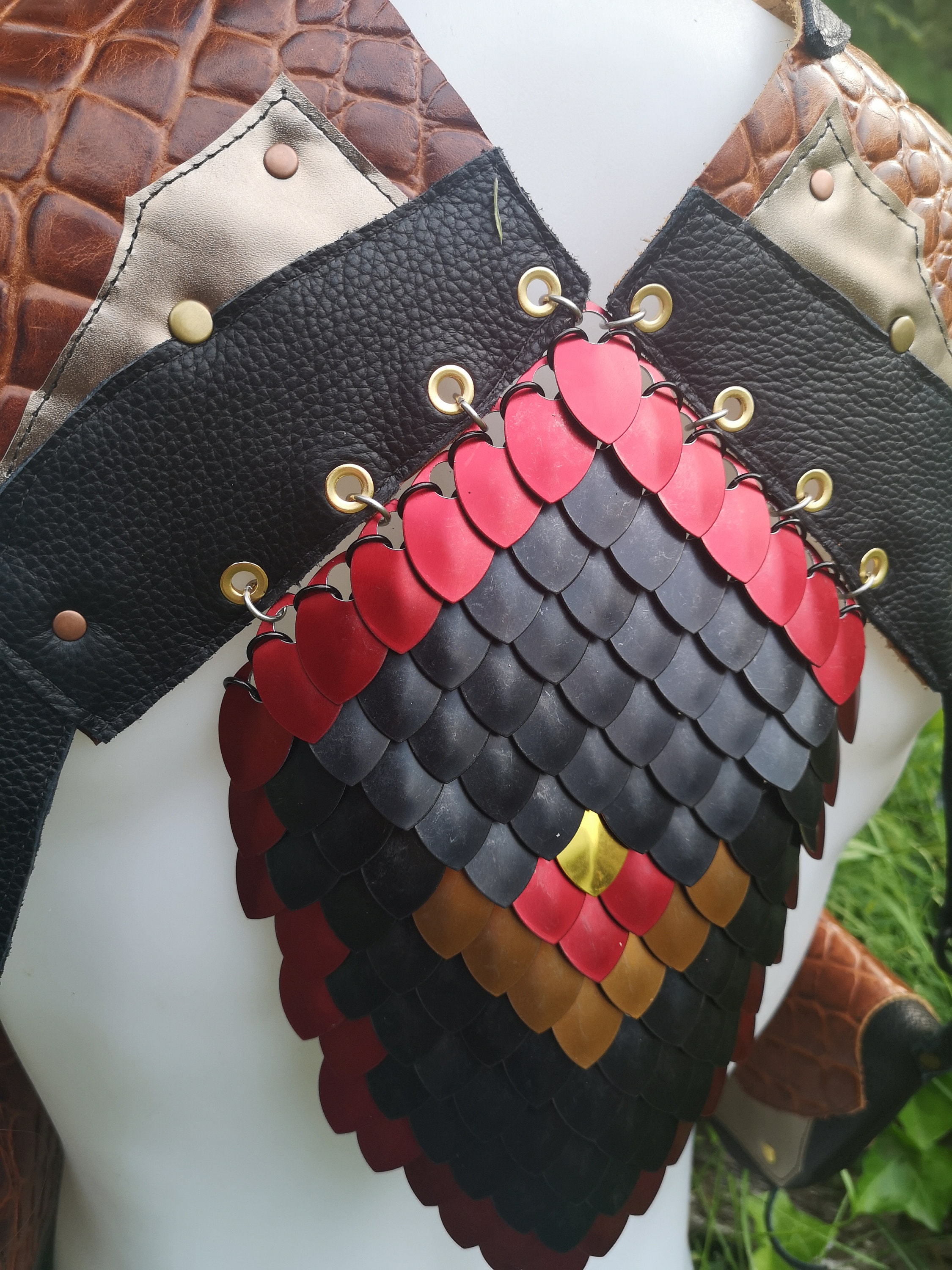 Dragonscale Holster Vest Leather and Scalemail Pocket Vest Etsy