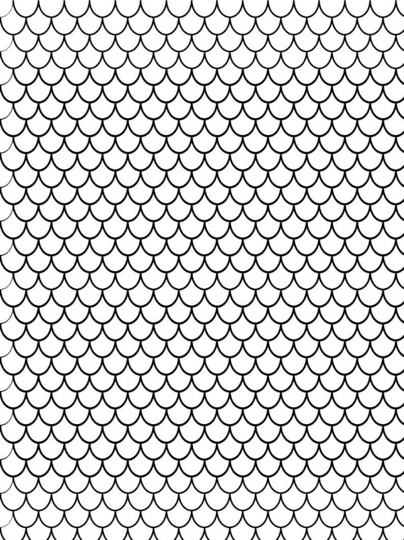 May include: A black and white pattern of overlapping circles, creating a fish scale effect.