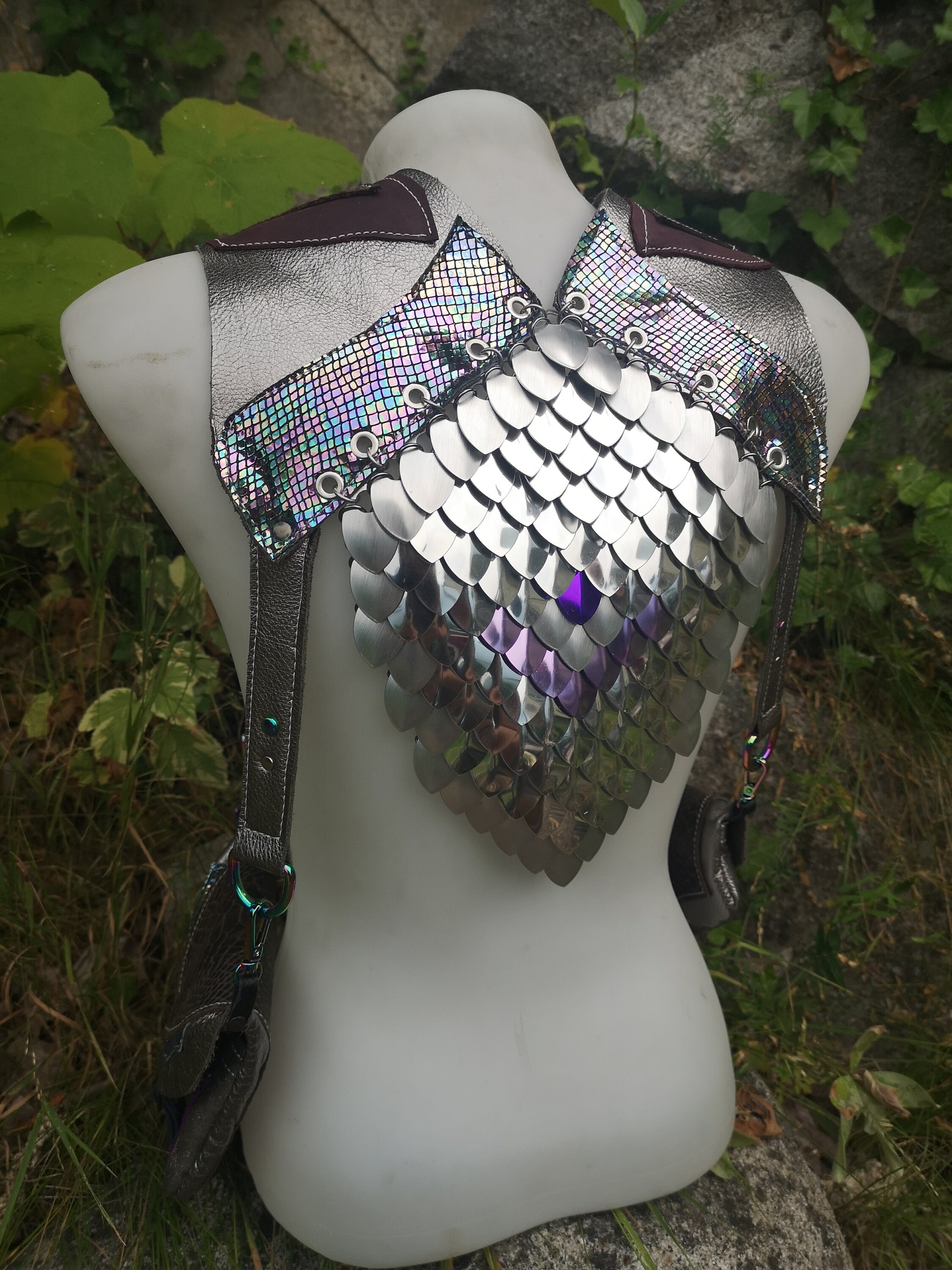 Dragonscale Holster Vest Leather and Scalemail Pocket Vest Etsy