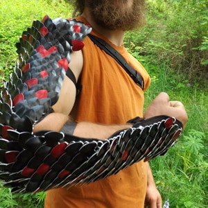 Full Arm Scalemaille and Leather Armor - Scale and Chainmail - Adjustable - Made to Order - Dragonscale Gladiator Armor