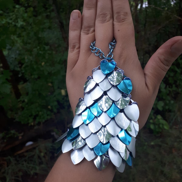 Scalemail Handflowers - Slave Bracelets - Dragonscale Hand Bracelets - Chainmaille and Scalemaille - Made to Custom Order