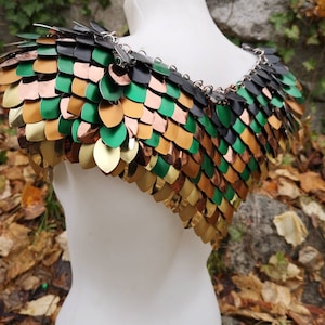 Scalemail Mantle - Chain and Scale Mail Adjustable Unisex Shoulder Armor - LARP, Fantasy, Renaissance, Cosplay, Dance, Festival Accessory