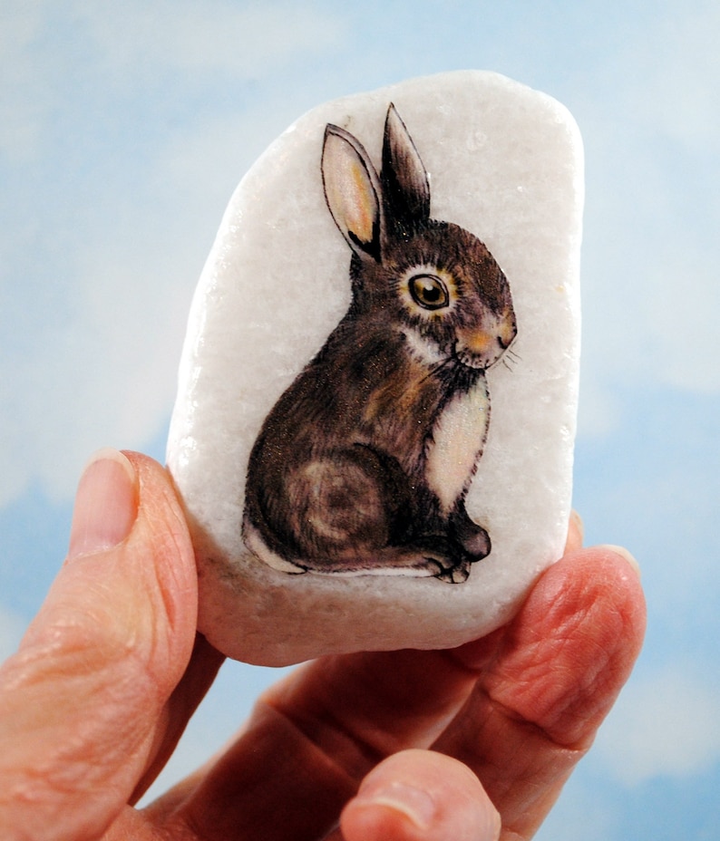 Rabbit Stone, Bunny Pocket Rock, Small Metaphysical Art for Animal ...