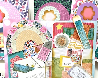 Kit d’inspiration et fournitures pour mini journal, poche éphémère chargée, pack scrapbook, kit d’embellissements, étiquettes et étiquettes, cadeau artisanal