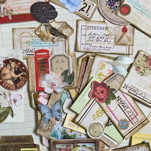 abbellimenti di carta vintage, grappoli fatti a mano, inserto di diario, grappolo decorativo, posta ordinaria, regalo per amici di penna, floreale, giardino