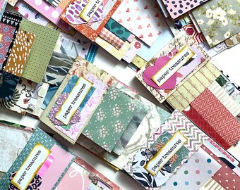 Scrap paper  samples handmade   , journal accessory , mixed paper hang tag  , gift for snailmailer , vintage paper theme , junk journal